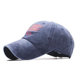 Washed Distressed American Flag Embroidery Baseball Cap For Men Women Cotton Adjustable USA Letter Sunshade Hat