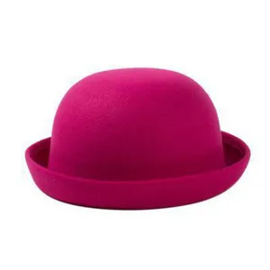 Mode Femmes Enfants Chapeau Melon en Feutre de Polyester Style Britannique Fedora Automne Hiver Parent Enfant Chapeau de Fête Élégant