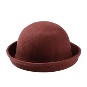 Chapeau cloche feutre dôme femme enfant classique hiver chaud mélange laine chapeau melon rétro