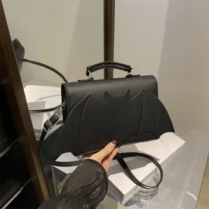 Women PU Leather Shoulder Bag Bat Wing Design Gothic Style Casual Crossbody Handbag Fashion Trendy Purse