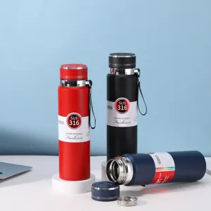 Termo de acero inoxidable 316 de gran capacidad con correa e infusor de té detalle