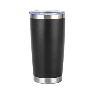 Gobelet Isotherme Noir en Acier Inoxydable de 20oz Double Paroi Vide Tasse de Voyage