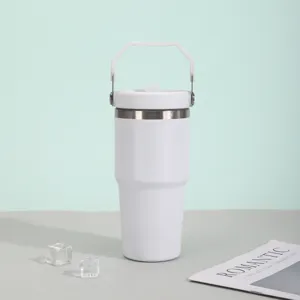 Gobelet isotherme sous vide en acier inoxydable a double paroi avec poignee pour cafe exterieur