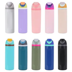 Gobelet Isotherme Portable en Acier Inoxydable 304 avec Paille Bouteille d'Eau de Sport de Voyage en Plein Air
