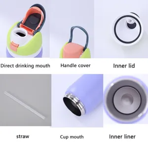 Bouteille isotherme portable en acier inoxydable 304 avec paille, design multifonctionnel extérieur.