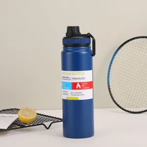 Bouteille d'eau de sport isotherme en acier inoxydable, grande capacité portable voyage gourde.