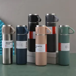 Edelstahl Vakuum Isolierte Thermoskanne Tragbare Business Wasserflasche Mit Multifunktionsdeckel Geschenkset