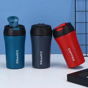 Tasse De Cafe Isotherme En Acier Inoxydable Double Boisson Gobelet De Voyage Avec Paille