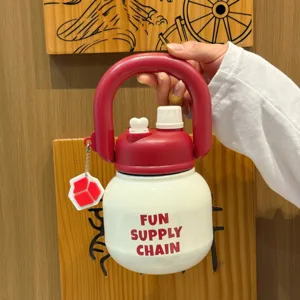 Bouteille isotherme en acier inoxydable portable avec paille et poignée pour extérieur