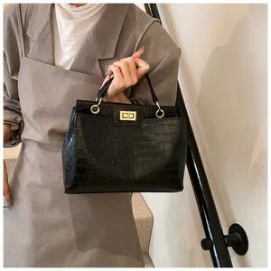 Borsa a tracolla donna stampa coccodrillo retro chic borsa a mano casual stile elegante