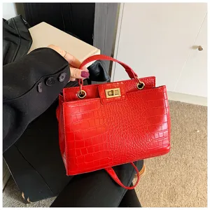 Borsa a mano da donna con stampa coccodrillo rossa borsa a tracolla retrò uso quotidiano.
