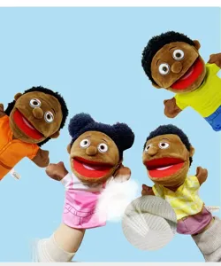 Afrikanische schwarze menschliche Handpuppe Plüschtier Familie interaktive Bauchredner Puppe
