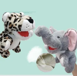Set di graziosi burattini di peluche con animali selvatici, tessuto morbido per bambini.