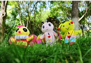 Cute insect hand puppets plush toys set including butterfly caterpillar and bee for kids.
