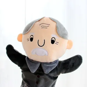 Plush old man hand puppet toy, cute grandpa storytelling puppet for kids kindergarten teaching.