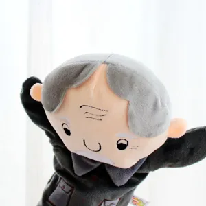 Elderly man plush hand puppet grandfather toy soft storytelling doll for kids kindergarten