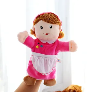 Plush hand puppet toy cartoon family character cute storytelling prop for kids education