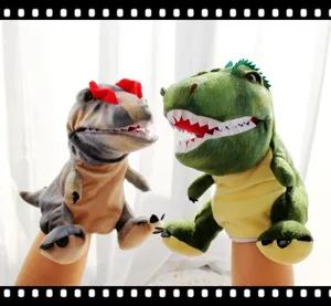 Dinosaurus handpop pluche speelgoed zacht interactief dinospeelgoed voor kinderen detailweergave