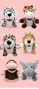 Set marionette a mano animali selvatici peluche, bocca mobile per storie interattive.