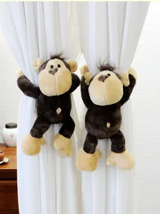 Cute plush monkey curtain tiebacks for kids room decor, soft hanging buckle holder.