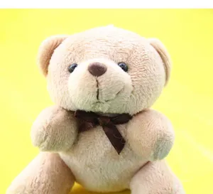 Mignon petit ours en peluche de 10cm avec nœud marron porte-clés poupée cadeau en gros.