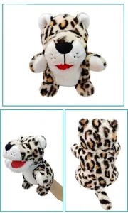 Wild animal leopard plush hand puppet interactive story toy with soft spotted fur openable mouth