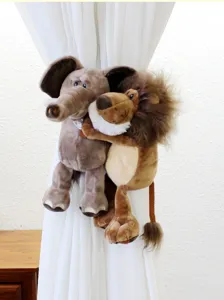 Cartoon elephant lion plush curtain tieback cute animal doll home decor children room