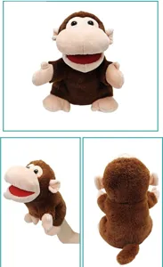 Plush monkey hand puppet for kids storytelling and interactive parent child play toy details