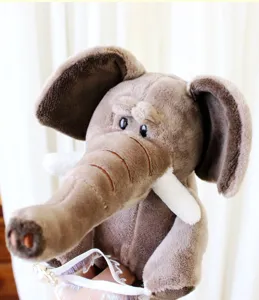 Cute elephant plush curtain tieback, soft brown animal curtain buckle for kids room decor.