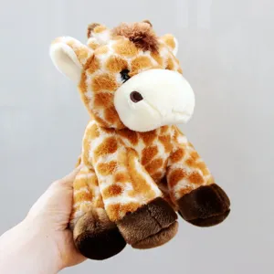 Mignon Jouet en Peluche de Girafe en Peluche Animal Sauvage Réalisiste Poupée Douce Brun Blanc Oreiller de Girafe Assise Cadeau pour Enfants