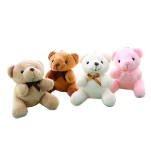 10cm mignon peluche ours en peluche porte-clés pendentif jouet 4 couleurs poupée douce.