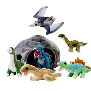 Dinosaurier Plüschtier Set mit Simulations Dinosaurier Haus weiche T-Rex Puppen Geschenke