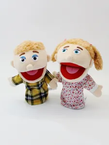 Family hand puppets plush toys moving mouth interactive storytelling dolls for kids kindergarten