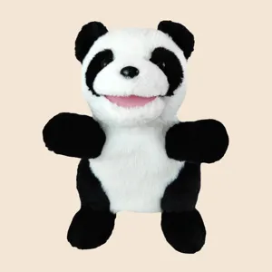 Pupazzo peluche marionetta panda bocca aperta, tessuto morbido per divertimento bimbi.