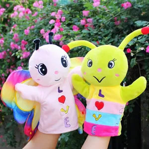 Burattino a Mano Animale Cartone Animato Peluche Morbido Bruco Farfalla Lumaca Ape Bambola Per Bambini Educazione Precoce Prestazione