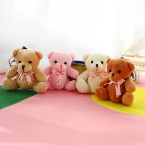 Mignon Ours Noeud Papillon Peluche Jouet Porte-clés Poupée en Peluche Pendentif de Sac Ornement de Sac à Dos