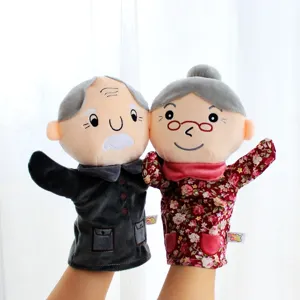 Grandpa Grandma Hand Puppet Plush Toys Soft Stuffed Old Man Hand Puppets Interactive Storytelling Toys For Kindergarten Kids