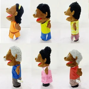 Schwarzer Plüsch Handpuppe afrikanische Familie Spielzeug interaktive Puppe für Kinder