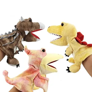 Jolis jouets de marionnette à main dinosaure en peluche avec bouche mobile, cadeaux pour enfants.