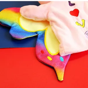 Creative butterfly hand puppet plush toy, soft colorful plush doll for kids interactive play.