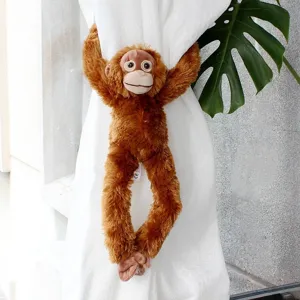 Plush monkey curtain tie-back cute stuffed animal hanging decor for home window decoration
