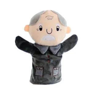 Plush grandfather hand puppet toy for storytelling kindergarten interactive show doll
