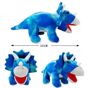 Mple dinosaurios trikeratops plush paixnidi 30cm malako poly gia paidia kyria eikona.