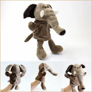 Marionnette à main en peluche éléphant à longues jambes pour le jeu interactif et amusant.