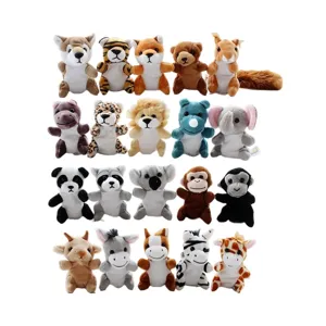 Cute plush animal finger puppets set, soft fabric interactive educational toys for kids storytelling.