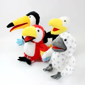 Cute Animal Hand Puppet Plush Toy Cartoon Bird Toucan Parrot Peacock Stuffed Doll Interactive Story Telling Toy