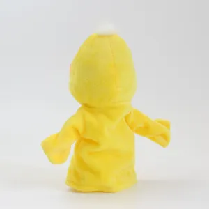Marionnette a main en peluche de canard jaune, jouet animal en peluche doux pour enfants.