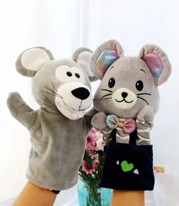 Marionnette à main en peluche rat, joli jouet gant animal avec bouche mobile pour enfants.