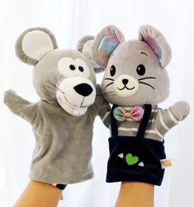 Peluche marionnette de main souris mignon jouet gants animaux pour enfants et ecole maternelle