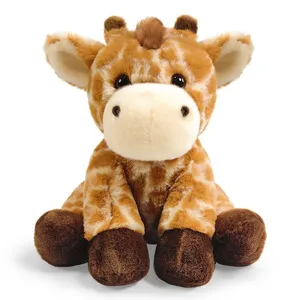 Adorable girafe en peluche assise, jouet d'animal en peluche doux pour enfants et bébés.